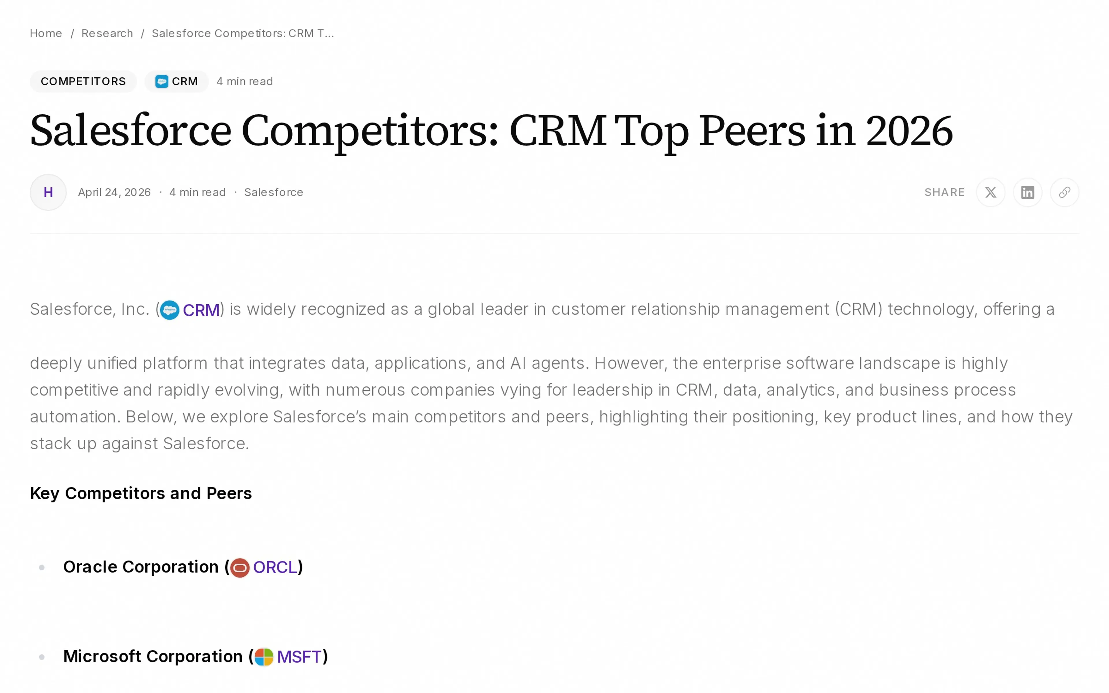 Salesforce Competitors: CRM Top Peers in 2026
