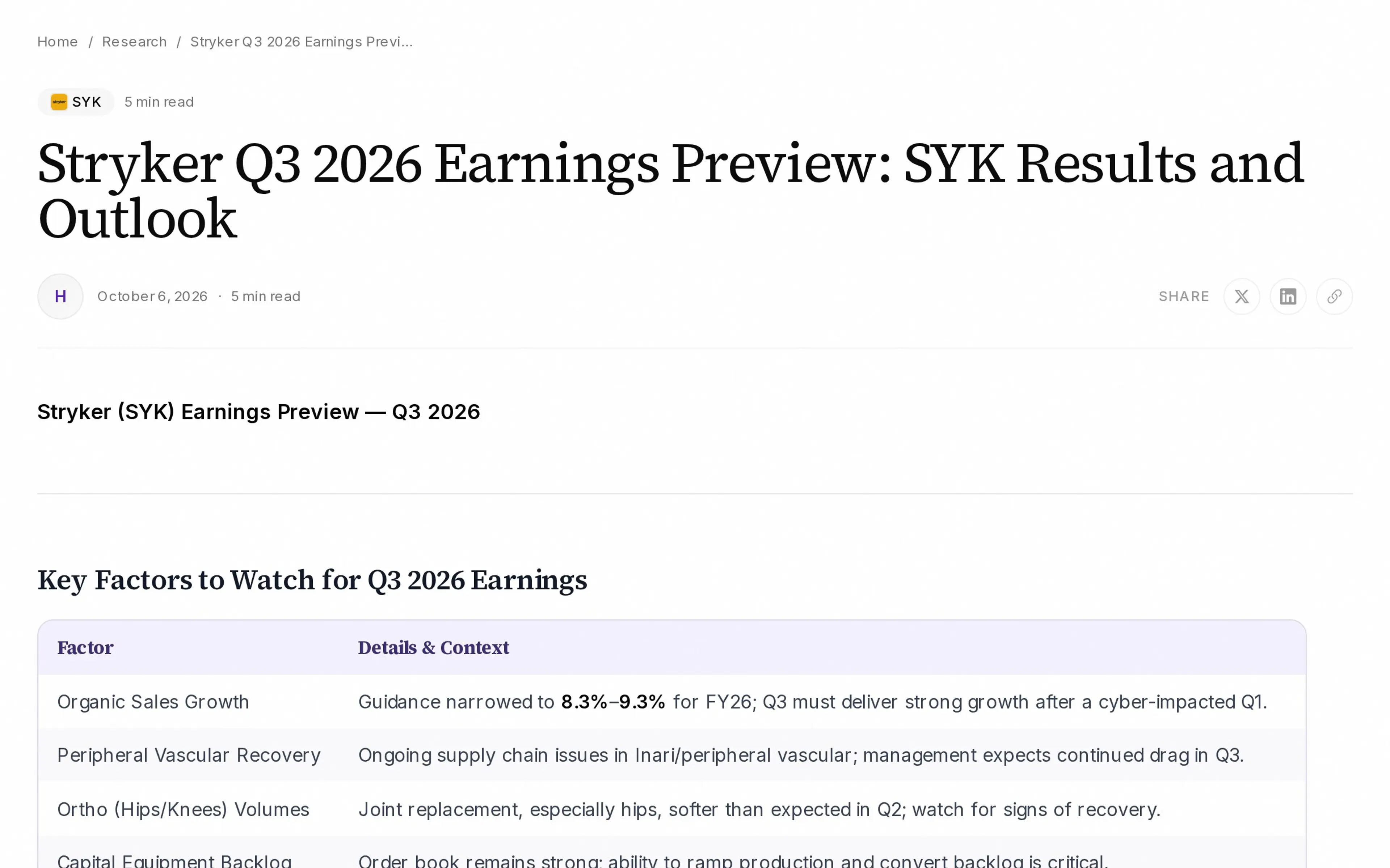 Stryker Q3 2026 Earnings Preview: SYK Results and Outlook