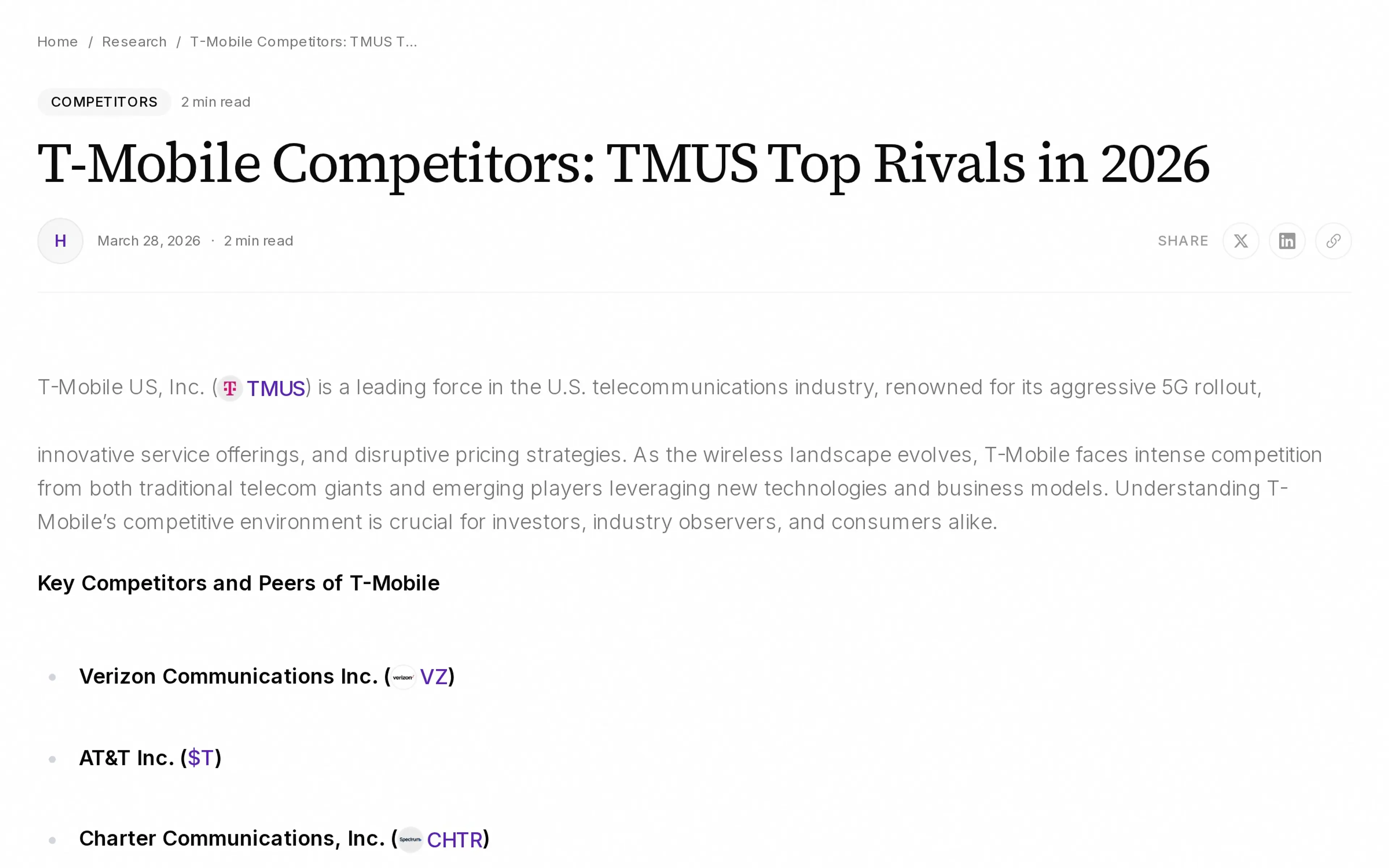 T-Mobile Competitors: TMUS Top Rivals in 2026