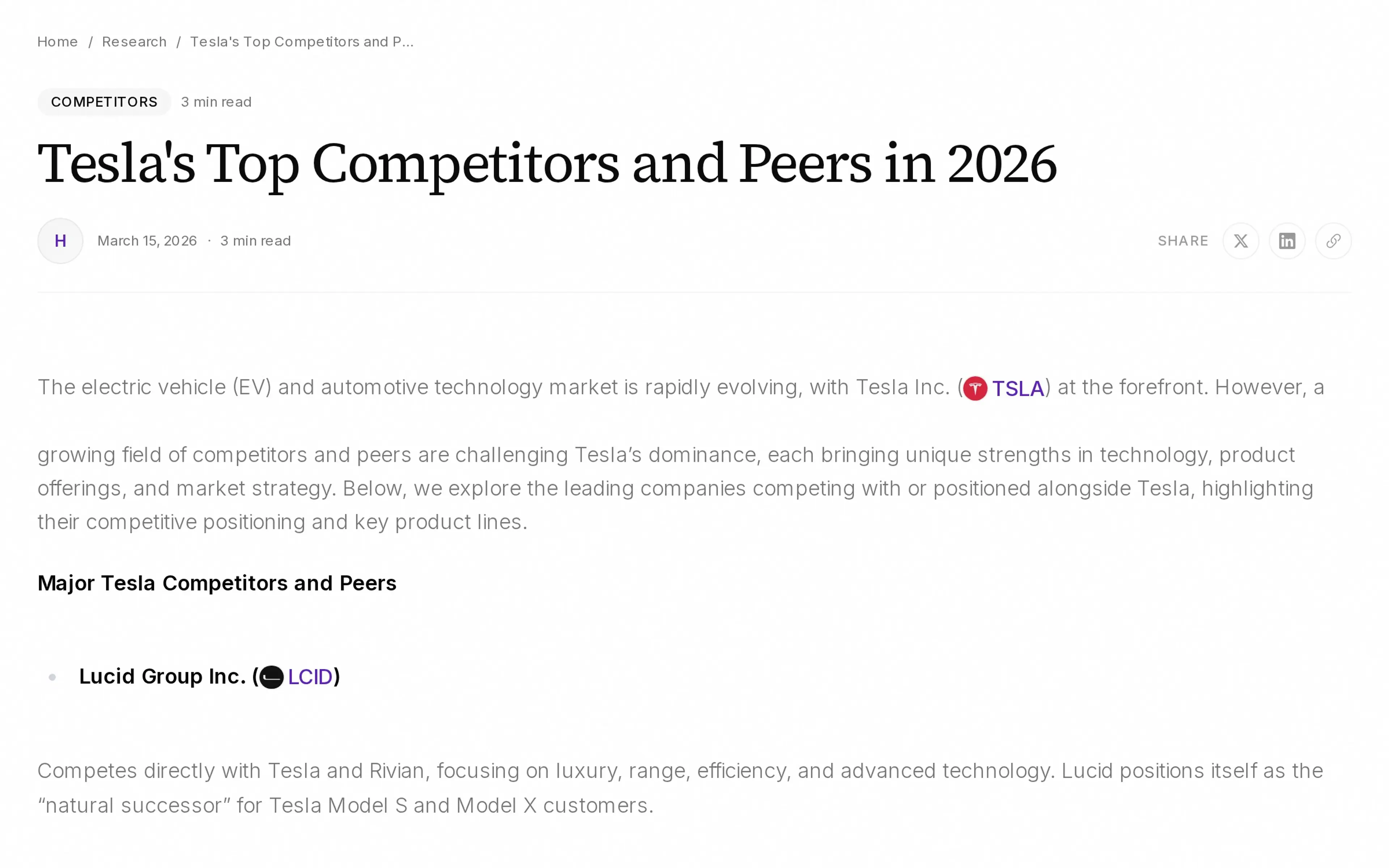 Tesla's Top Competitors and Peers in 2026