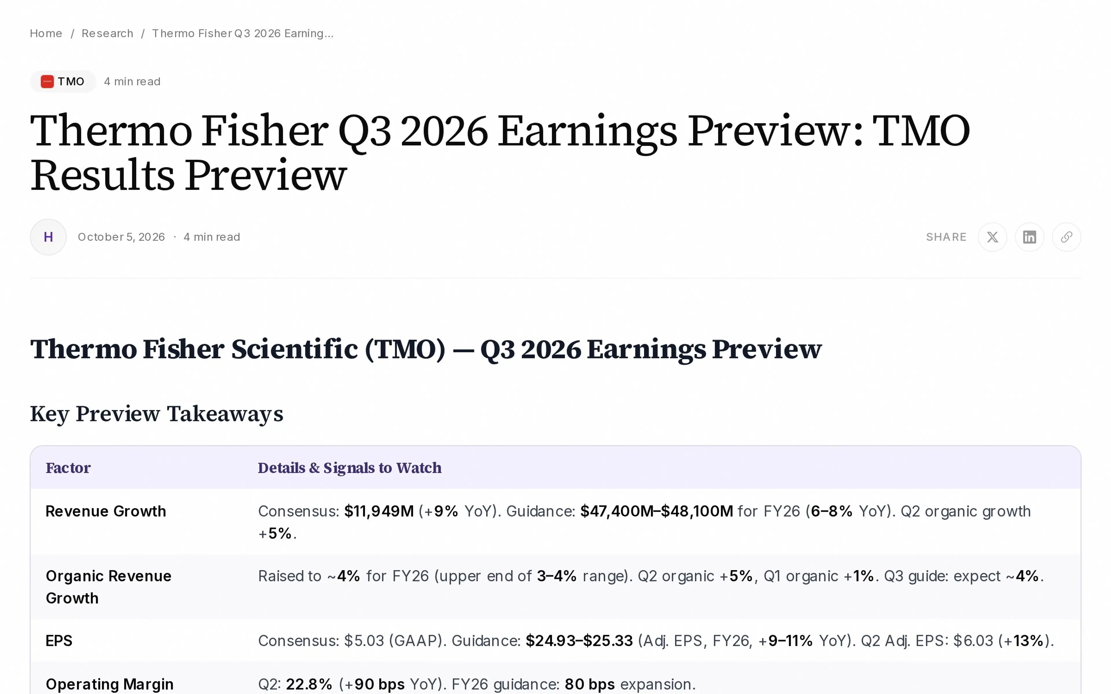 Thermo Fisher Q3 2026 Earnings Preview: TMO Results Preview