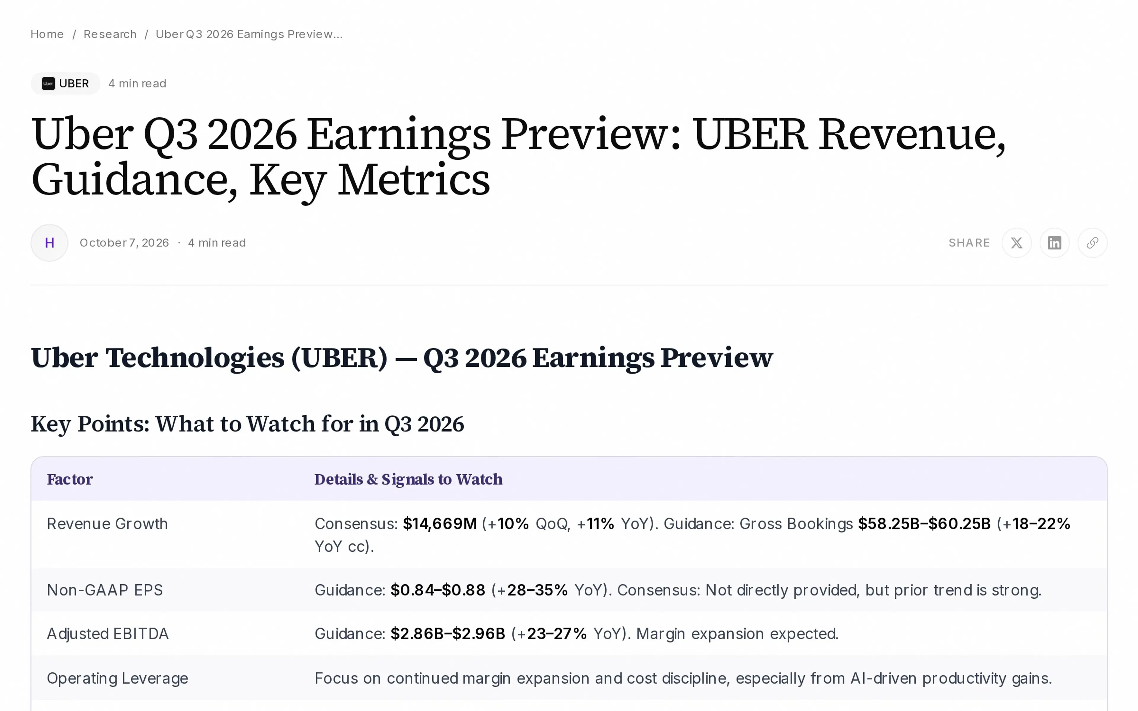 Uber Q3 2026 Earnings Preview: UBER Revenue, Guidance, Key Metrics