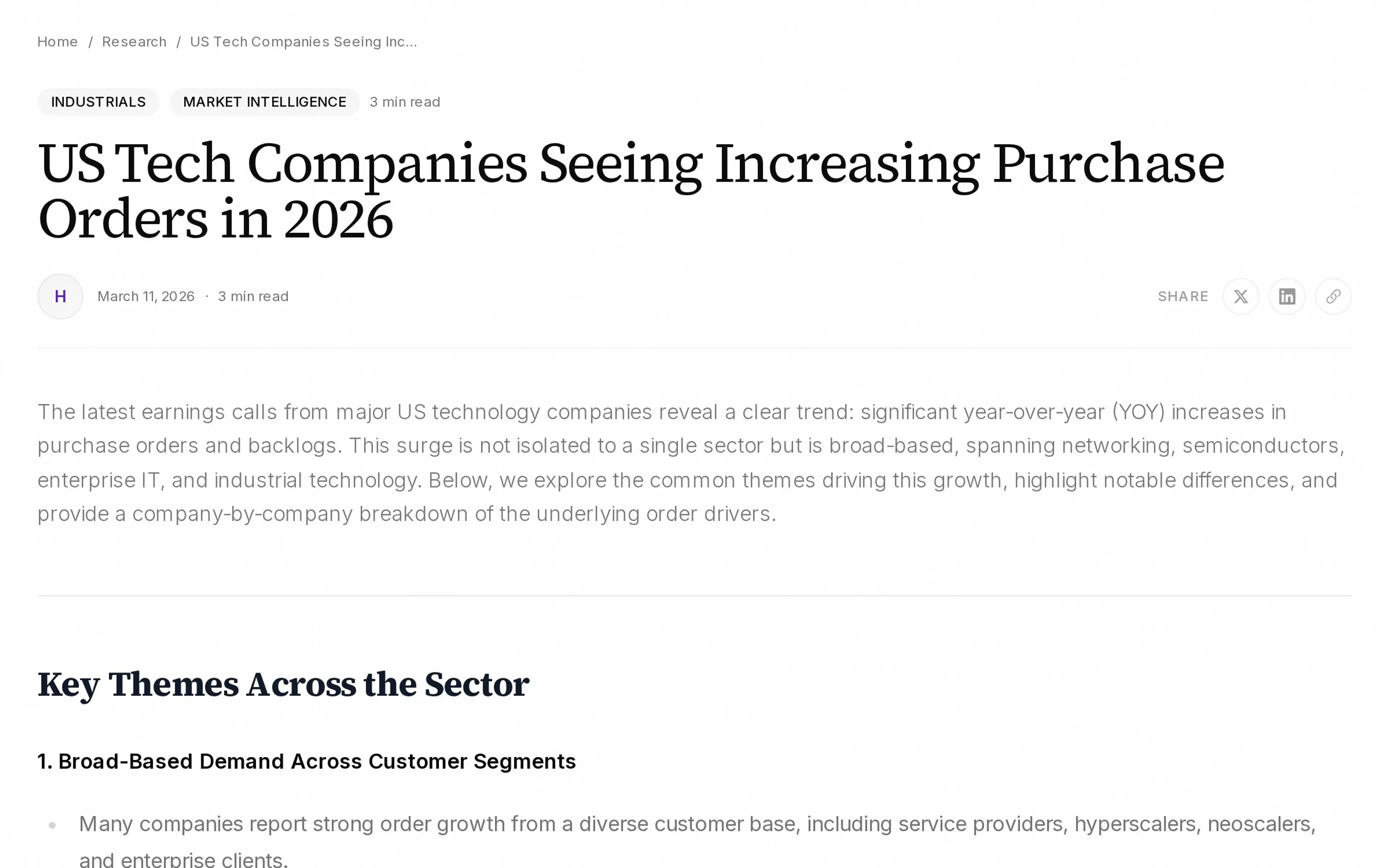US Tech Companies Seeing Increasing Purchase Orders in 2026