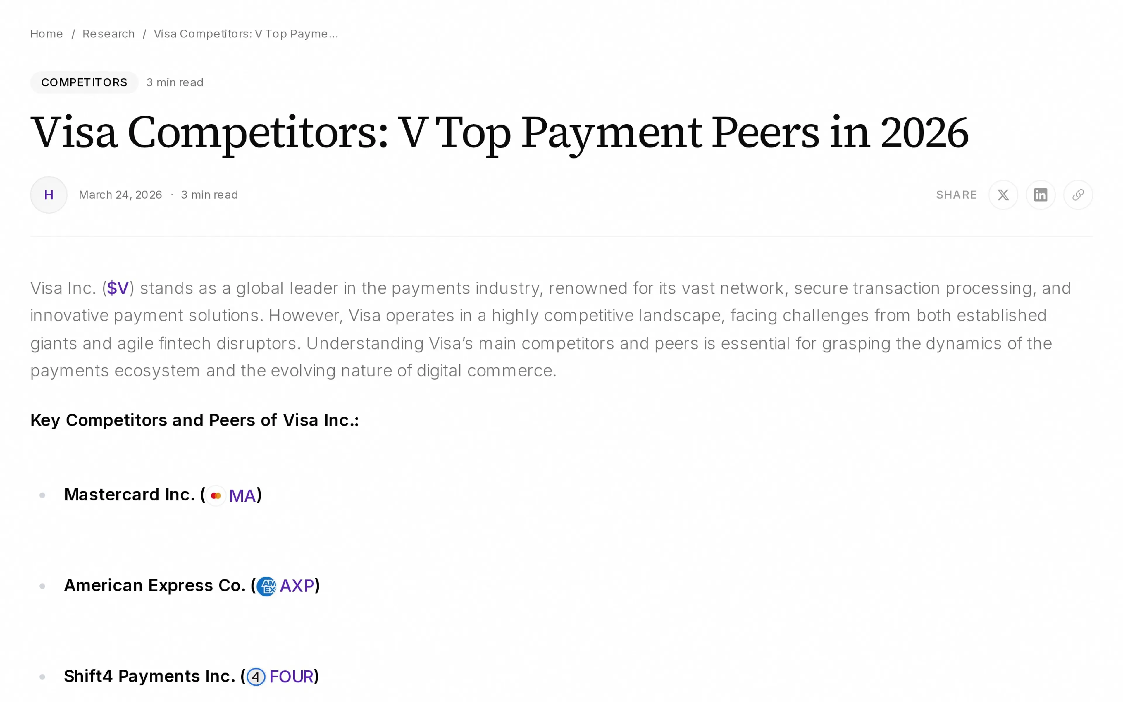 Visa Competitors: V Top Payment Peers in 2026
