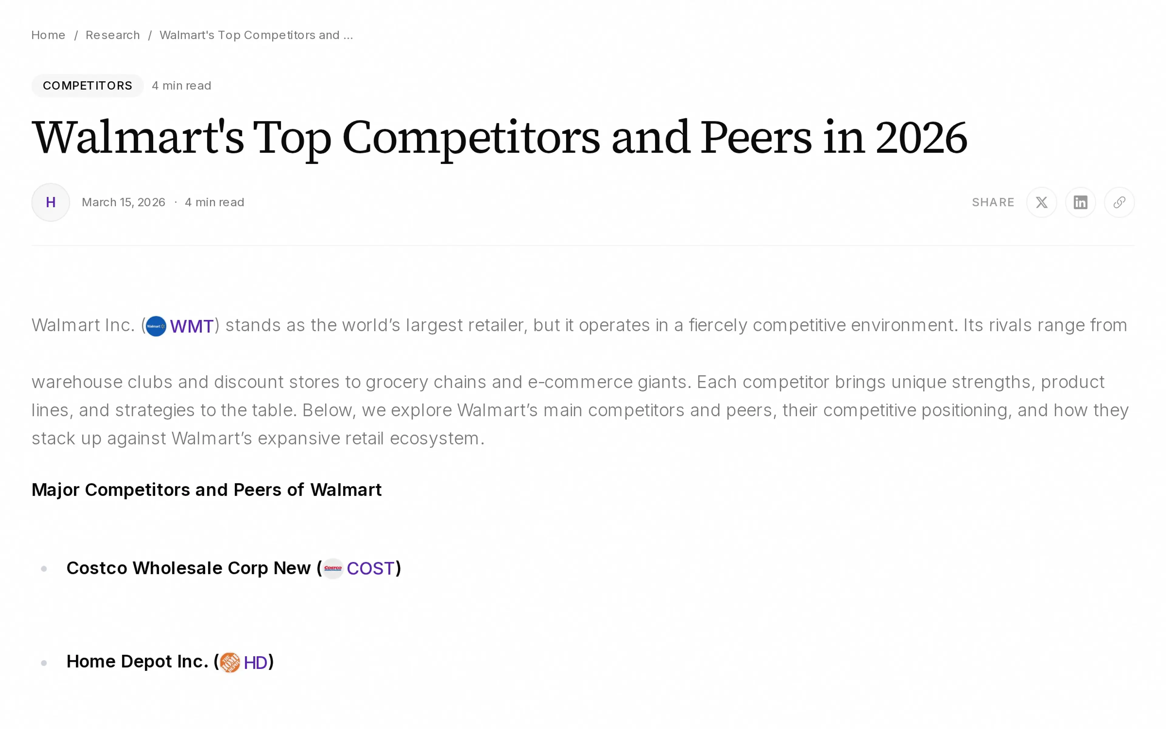 Walmart's Top Competitors and Peers in 2026