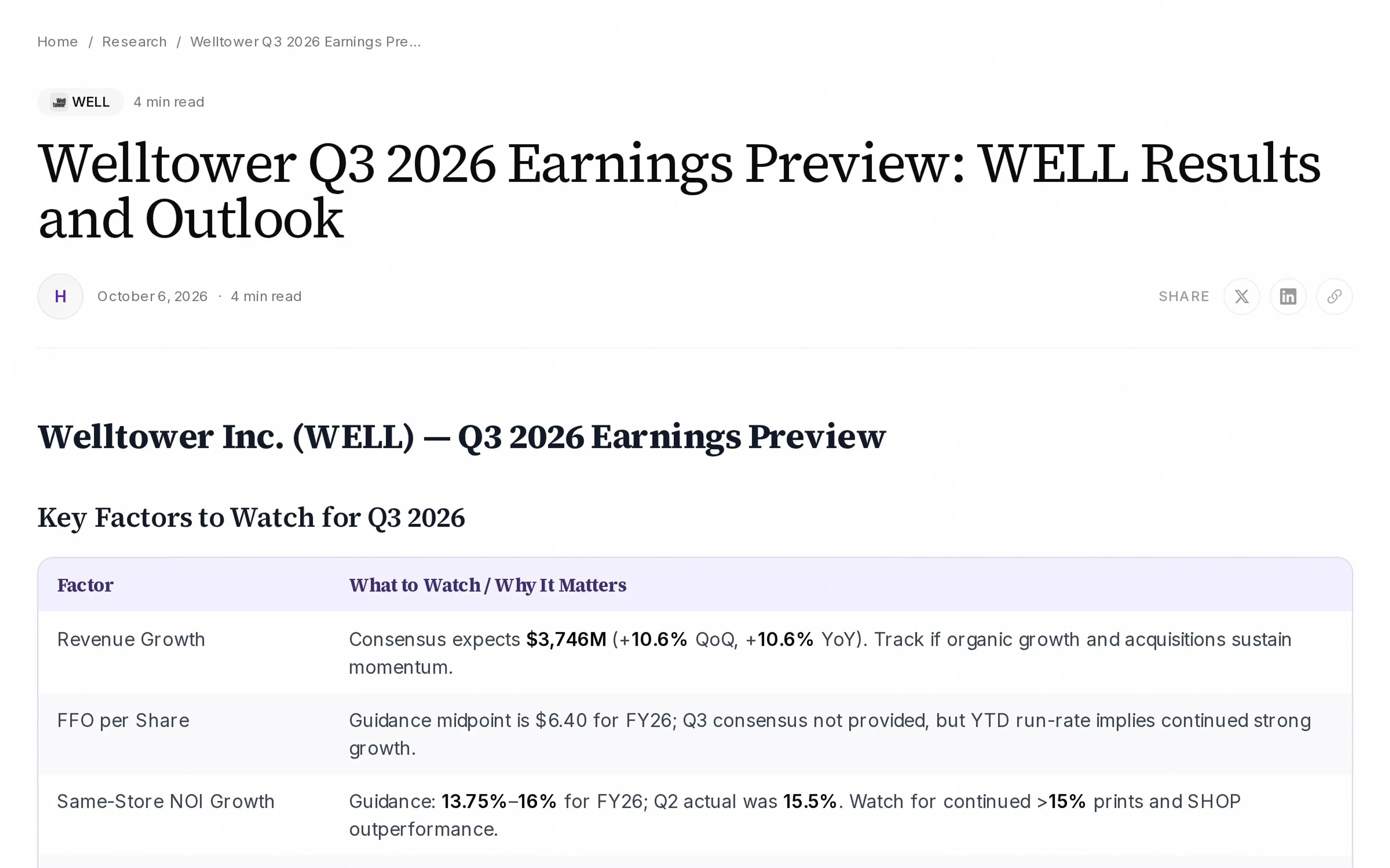 Welltower Q3 2026 Earnings Preview: WELL Results and Outlook
