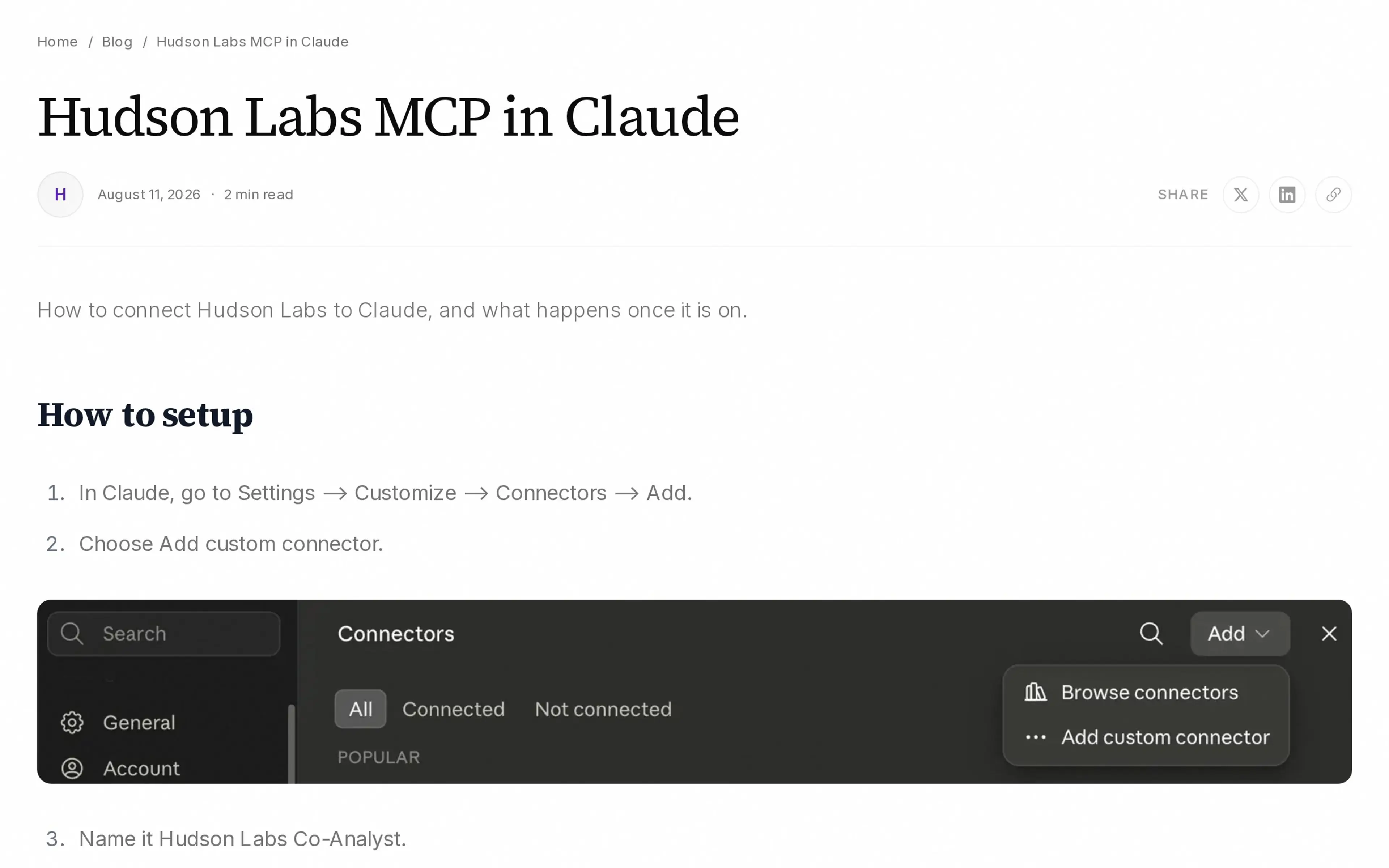 Hudson Labs MCP in Claude